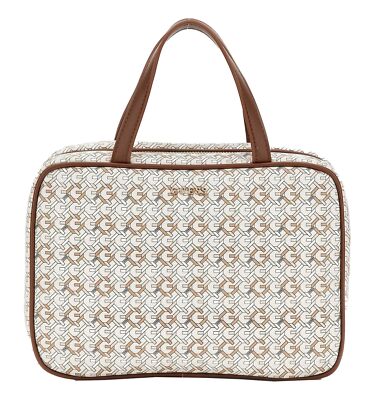 GUESS Travel Case Kosmetiktasche Beige Multi hellgrau grau Neu