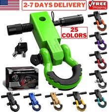 2 Inch Tow Shackle Hitch Receiver 34 D-ring Recovery Kit For Truck Jeep Suv