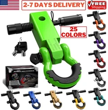 2" Inch Tow Shackle Hitch Receiver 3/4" D-Ring Recovery Kit For Truck Jeep SUV