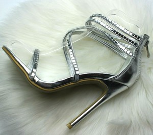 silver strappy prom shoes