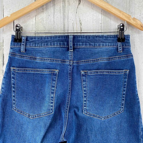 Garnet Hill Jeans Womens 27 Blue Organic Cotton High Waist Wide Leg Worn Hems - Picture 5 of 12