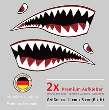2x Shark Hai Mund Augen Aufkleber Auto Motorrad Helm Tuning Design Wetterfest