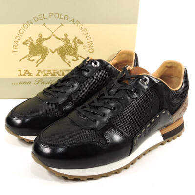 ?? LA MARTINA ?? MEN\'S BLACK LEATHER COMFORT SNEAKERS ?? LA MARTINA ?? Men main image 2