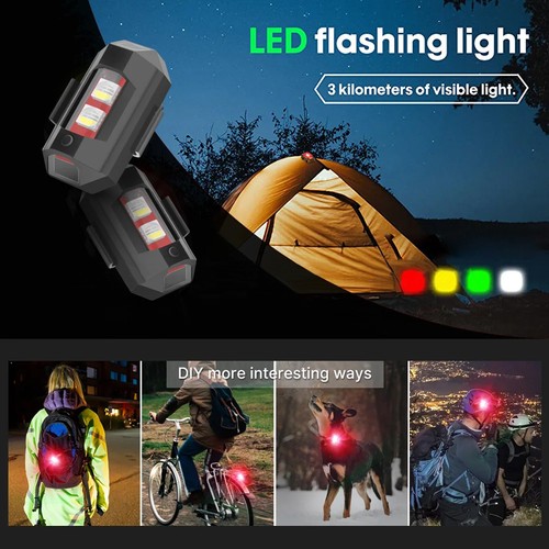 7-Color Motorcycles Bike Drone LED Aircraft Warning Strobe Lights USB Charging - Picture 7 of 12