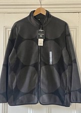 Marimekko Uniqlo Womens Grey Black Kivet Dots Print Fleece Jacket Xl Uk 16 Eu 44