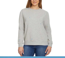 Gloria Vanderbilt Ladies' Embroidered Crewneck GRAY LARGE NWT