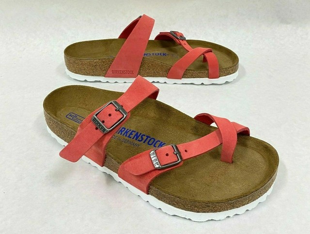 coral birkenstocks