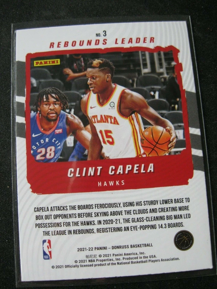 CLINT CAPELA 2021-22 Donruss Production Line #3 Atlanta Hawks MINT! - Image 2 of 2