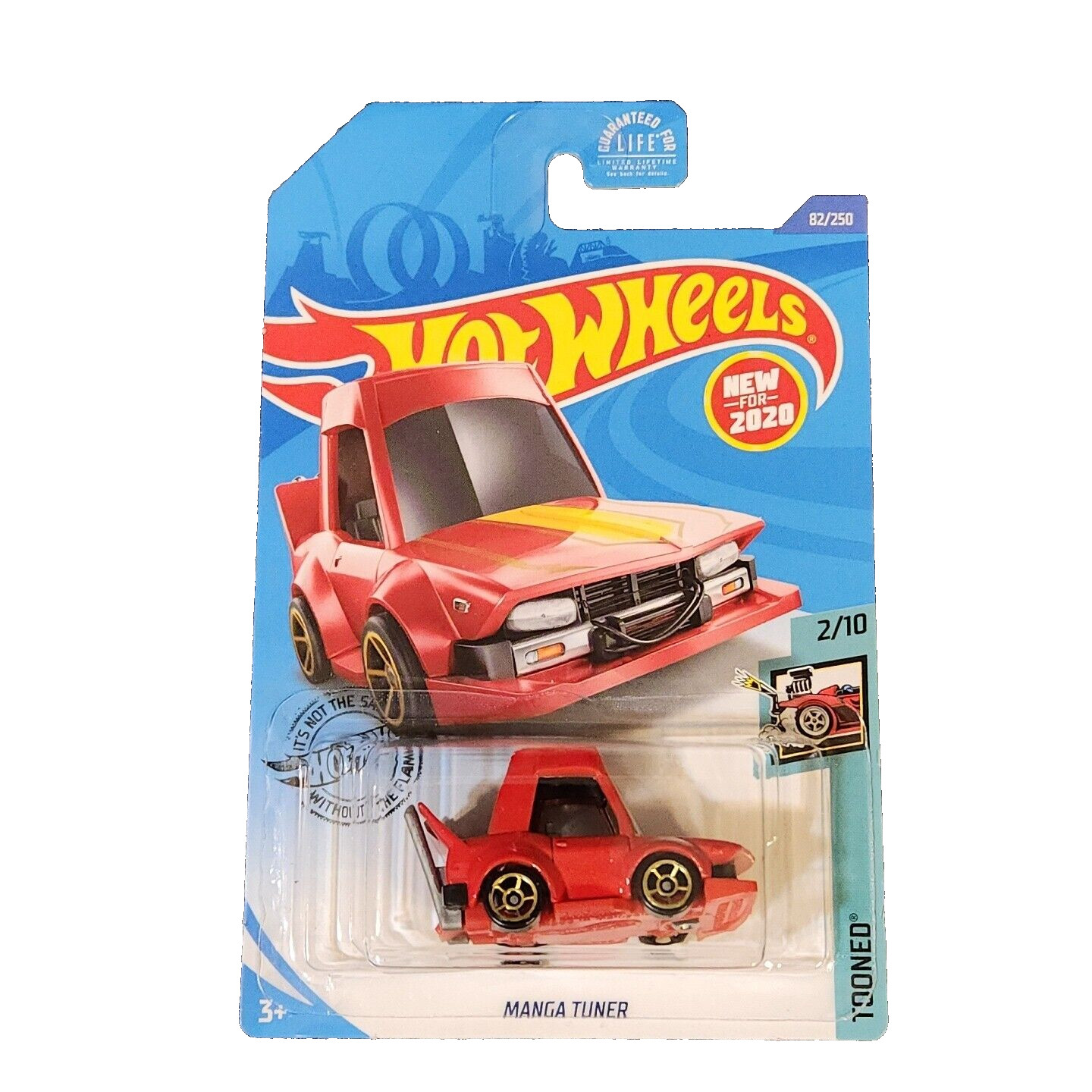 2020 Hot Wheels #82 Tooned 2/10 MANGA TUNER Red Gray-Turn Signal Card w/GoldOH5s
