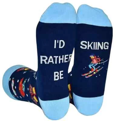 LOSTSOCKS Skiing Lover, Cotton Colorful Socks, Stylish Design, Gift UK 5-11