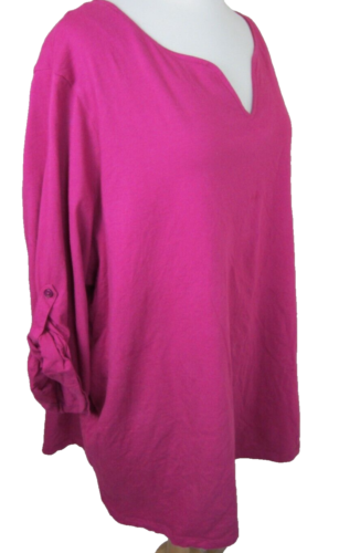 Woman Within Women's Plus 3X 30/32 Fuschia Pink Pullover Knit Top - Picture 1 of 5