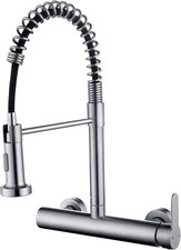 FLWUEUE Wall Mount Faucet 8 Inches Center w Dual Sprayers Pull Down Design