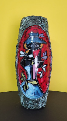 6.4 San Marino Italy Libertas Keramik Vase Fat Lava Ceramic 70´s Titano