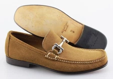 Men's SALVATORE FERRAGAMO 'Giordano' Brown Suede Loafers Size US 7.5 - D