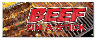 BEEF ON A STICK BANNER SIGN food steak beef grill bbq meat restaurant