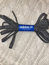 Authentic Adidas Shoelaces 2 FLAT Black  White Heather Weave Grey 60" Long