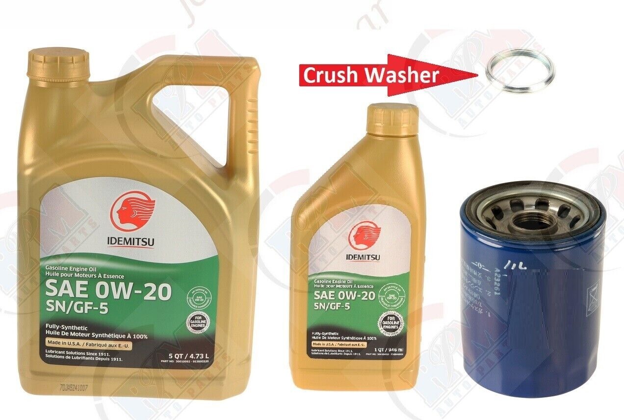 Oil Filter 15208-AA15A + 6QTS. IDEMITSU 0w20 Oil + Washer (For Subaru)