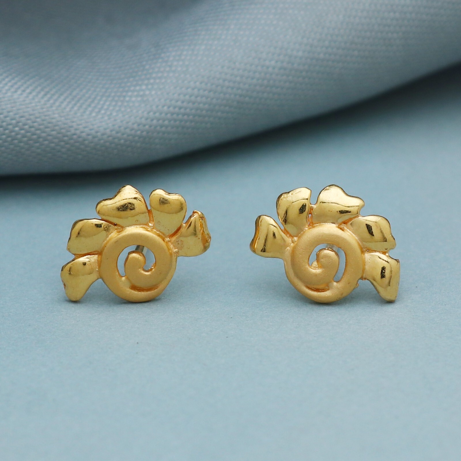 Gold Stud Earrings For Women 22Ct Yellow Gold Earrings Indian Handmade Jewelry
