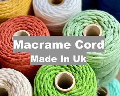 🌿Reduced! ECO Macrame Cord 3-4mm - 36 Colours Premium Single Twisted Cotton