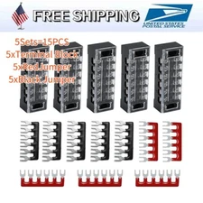 5/10/20Sets 6 Positions Dual Row 600V 15A Screw Terminal Strip Blocks