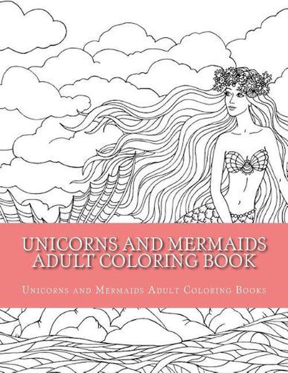 Unicorns and Mermaids Adult Coloring Book: Easy Large Print Beginner Designs of