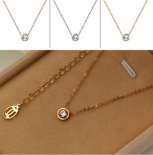 18" Rose Gold Stainless Steel Love Round 0.25cts CZ Pendant Necklace Gift PE11