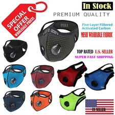 NEW style Cycling Face Mask With Active Carbon Filter Breathing Valves Reusable 