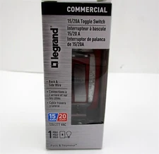 Pass & Seymour Legrand 15/20A Single Pole Commercial Toggle Switch
