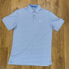 Straight Down Golf Polo Shirt Mens M Striped Logo Performance Fabric
