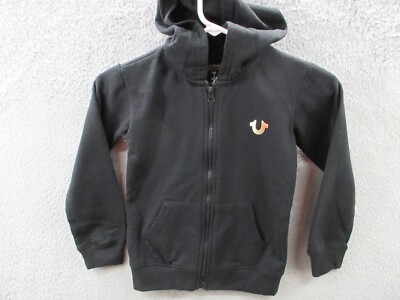 True Religion Hoodie Sweatshirt Kids Sz Black World Tour Logo