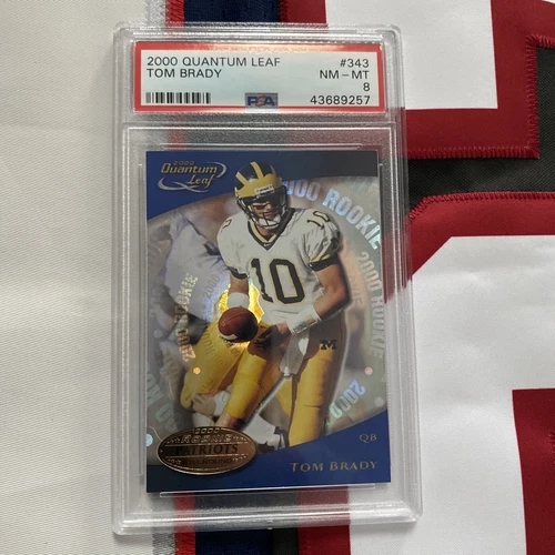 TOM BRADY Rookie Card 2000 Quantum Leaf #343 PSA 8 Donruss RC Patriots