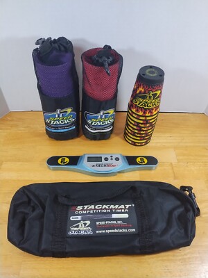 Speed Stacks Lot Official w/ Carry Bags, And Timer .Game *Read