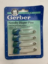     Vintage GERBER Diaper Pin- Blue and Green TURTLE Marked     