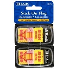 BAZIC Products® Yellow Color Printed Sign Here Flags with Dispenser, 25 ct., ...