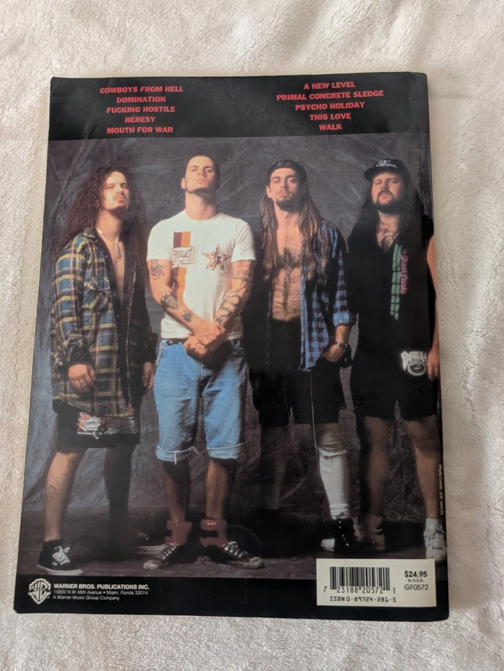 Pantera Guitar Tab Music Book 1993 Vulgar Display Dime Bag Cowboys from Hell VTG - Image 2 of 2