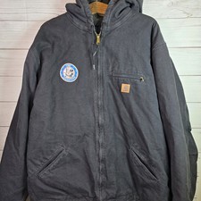 Carhartt J141 Vintage Mens 3XL Black Sandstone Duck Sherpa Lined Jacket Patina