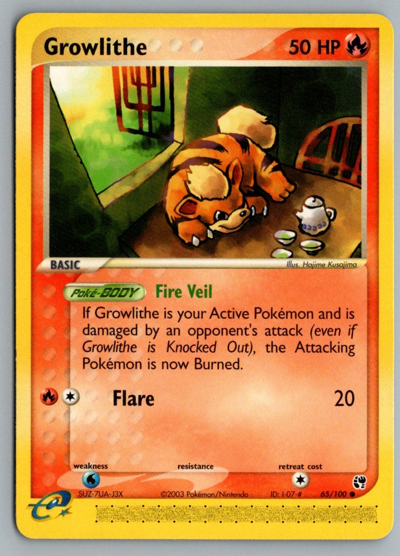 Growlithe 65/100 Common Sandstorm Pokemon Lightly Played