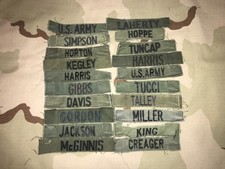 US ARMY VINTAGE BDU Shirt USED NAME TAPE Patch OD GREEN TAGS SET OF 20 OD350