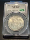 1897 Morgan Silver Dollar CAC AU Details - Gorgeous Rim Toning