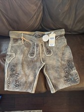 AlpsOak Men's Oktoberfest Lederhosen Genuine German Leather Shorts SZ 60 44R