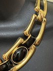 Necklace Enamel Black Lucite Cabochon Chunky Collar Goldtone Statement Fashion  — photo 9