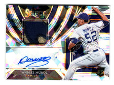 ANDRES MUNOZ 2020 PANINI SELECT CRACKED ICE PRIZM LOGO PATCH AUTO RPA /25 ATOMIC