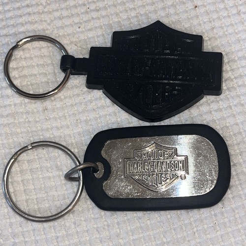 Harley Davidson DOG TAG portachiavi in metallo e portachiavi in gomma nera lotto di 2 - Foto 2 di 3