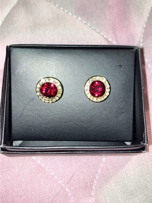 Avon Angelic Sparkling Stud Earrings Red