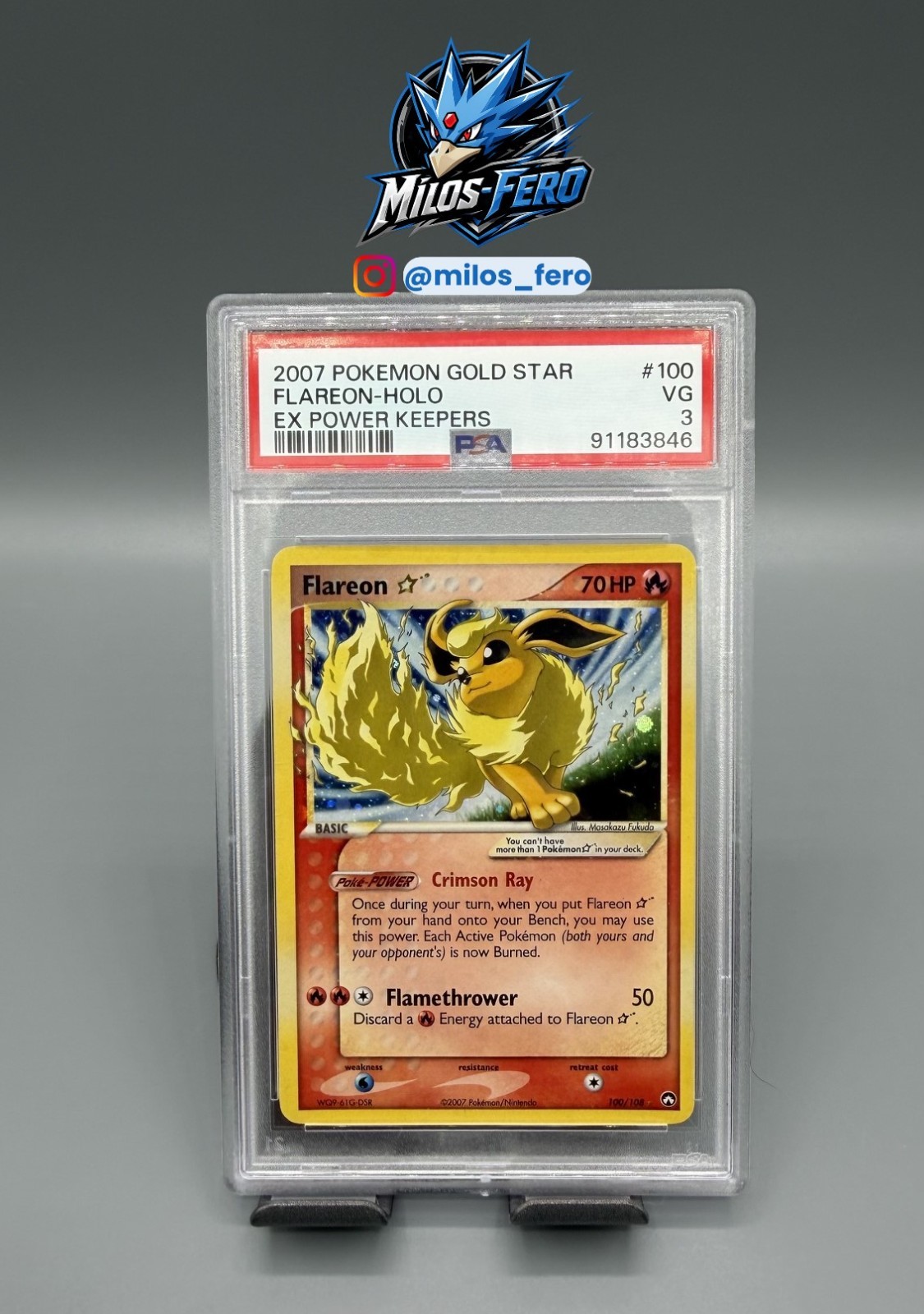 Pokemon Flareon Gold Star #100 Pokemon Power Keepers PSA 3 VG English