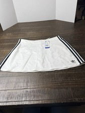 Adidas Original 3 Stripe Mini Skirt Womens Size L White New JD0284