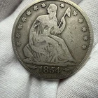 1854 Seated Liberty Half Dollar 50C Arrows 90% Silver US Coin
