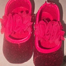 glitter red infant crib shoes size 3