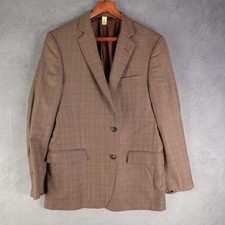 Brooks Brothers Jacket Mens 40R Brown Blue Plaid Regent Blazer Wool Blazer Coat