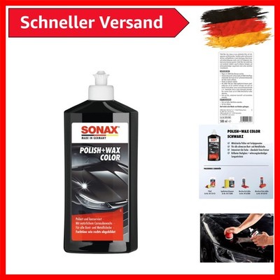 SONAX Polish+Wax Color Schwarz (500 Ml) Politur Mit Schwarzen Farbpigmenten Und